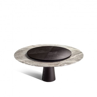 MESA Due Marmortisch mit Holzplatte